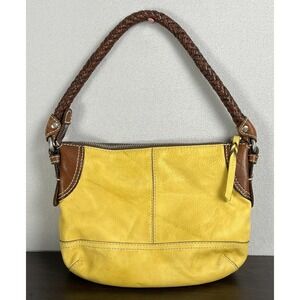 Yellow and Brown Leather Shoulder Bag